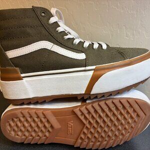 VANS SK8-HI TAPERED STACKFORM OSF SHOE Canvas Army Green Floral Mens 7.5 Woman 9